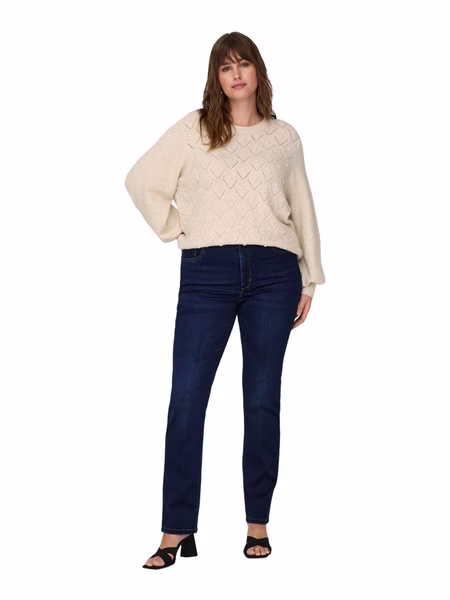 Carmakoma by Only Damen Jeans CARAUGUSTA HW STRAIGHT BJ61 - Straight Fit - Blau- Dark Blue Denim - Plus Size Carmakoma by Only Damen Jeans CARAUGUSTA HW STRAIGHT BJ61 - Straight Fit - Blau- Dark Blue Denim - Plus Size