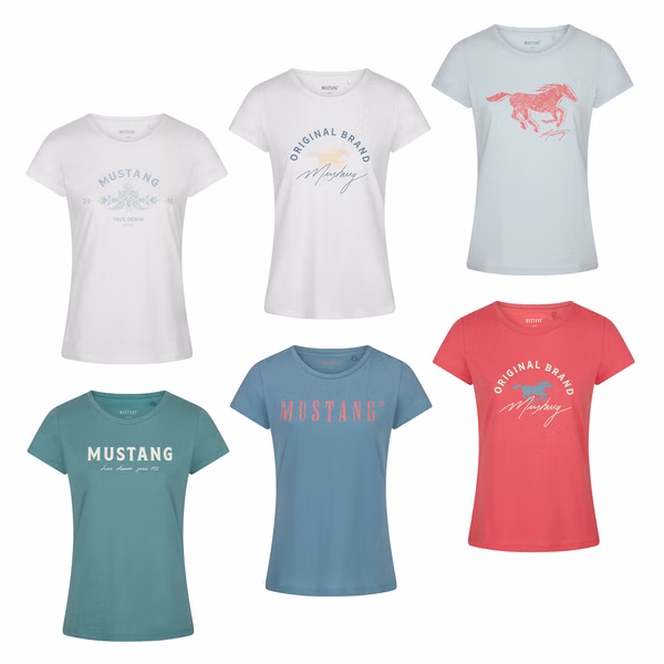 Mustang Damen T-Shirt Slim Fit S M L XL XXL Mustang Damen T-Shirt Slim Fit S M L XL XXL