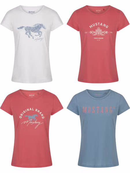 Mustang Damen T-Shirt 4er Pack Slim Fit S M L XL XXL Mustang Damen T-Shirt 4er Pack Slim Fit S M L XL XXL