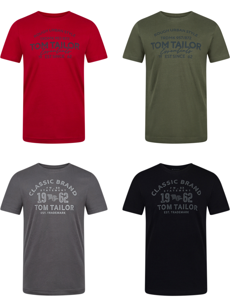 Tom Tailor Tshirt Herren Baumwolle Regular Fit 4er Pack Set