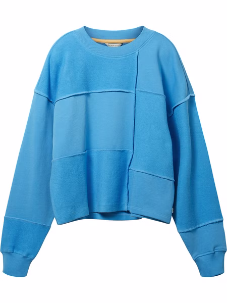 Tom Tailor Denim Damen Sweatshirt CROPPED PATCHWORK - Oversized Fit Tom Tailor Denim Damen Sweatshirt CROPPED PATCHWORK - Oversized Fit