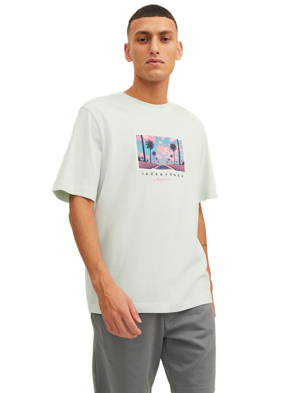 Jack & Jones Herren Rundhals T-Shirt JORTULUM LANDSCAPE- Regular Fit