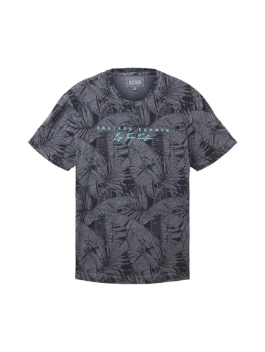 Tom Tailor Herren T-Shirt PALM PRINT - Regular Fit