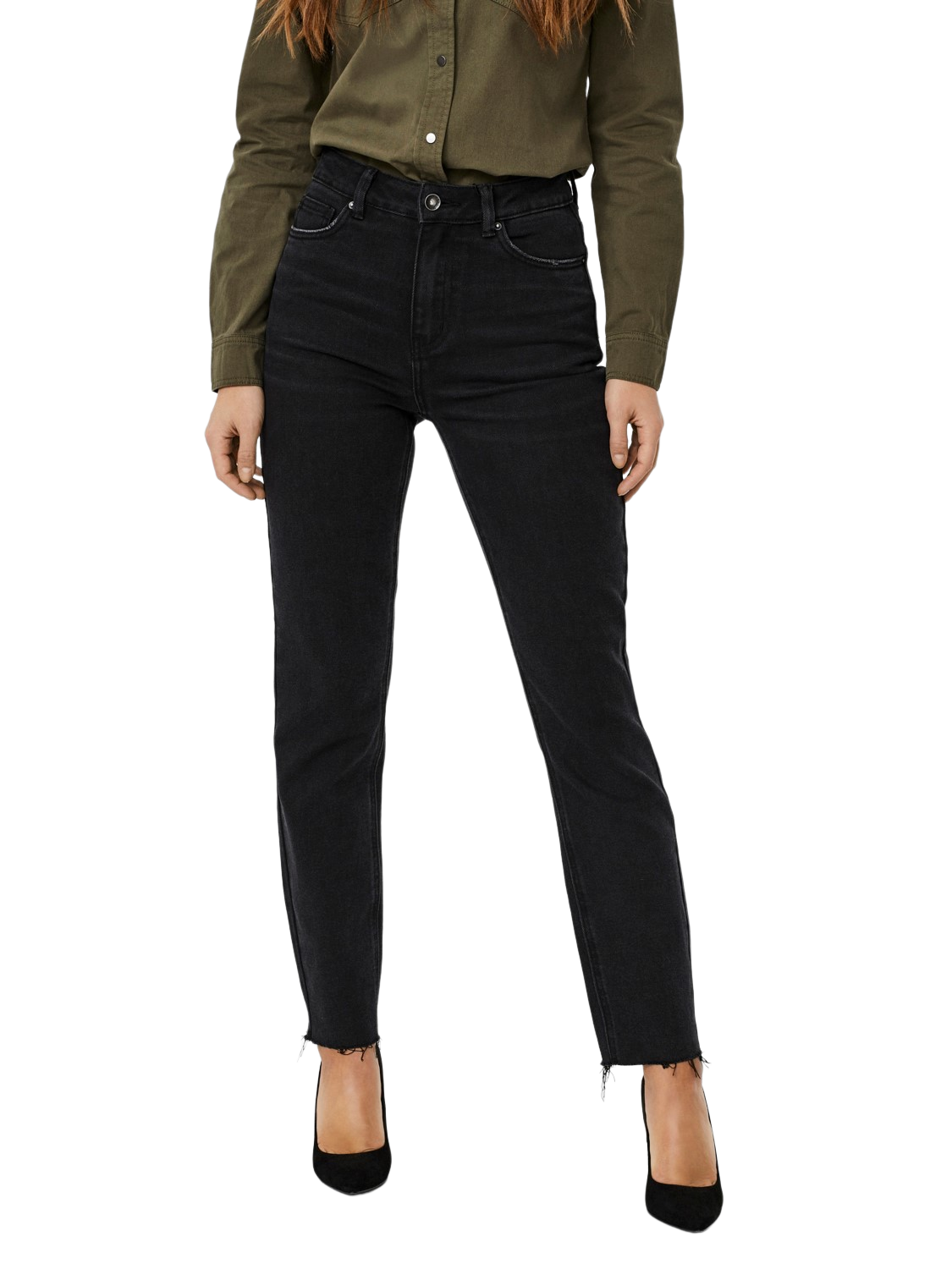 Vero Moda Damen Jeans VMBRENDA GU131 - Straight Fit - Schwarz - Black Denim