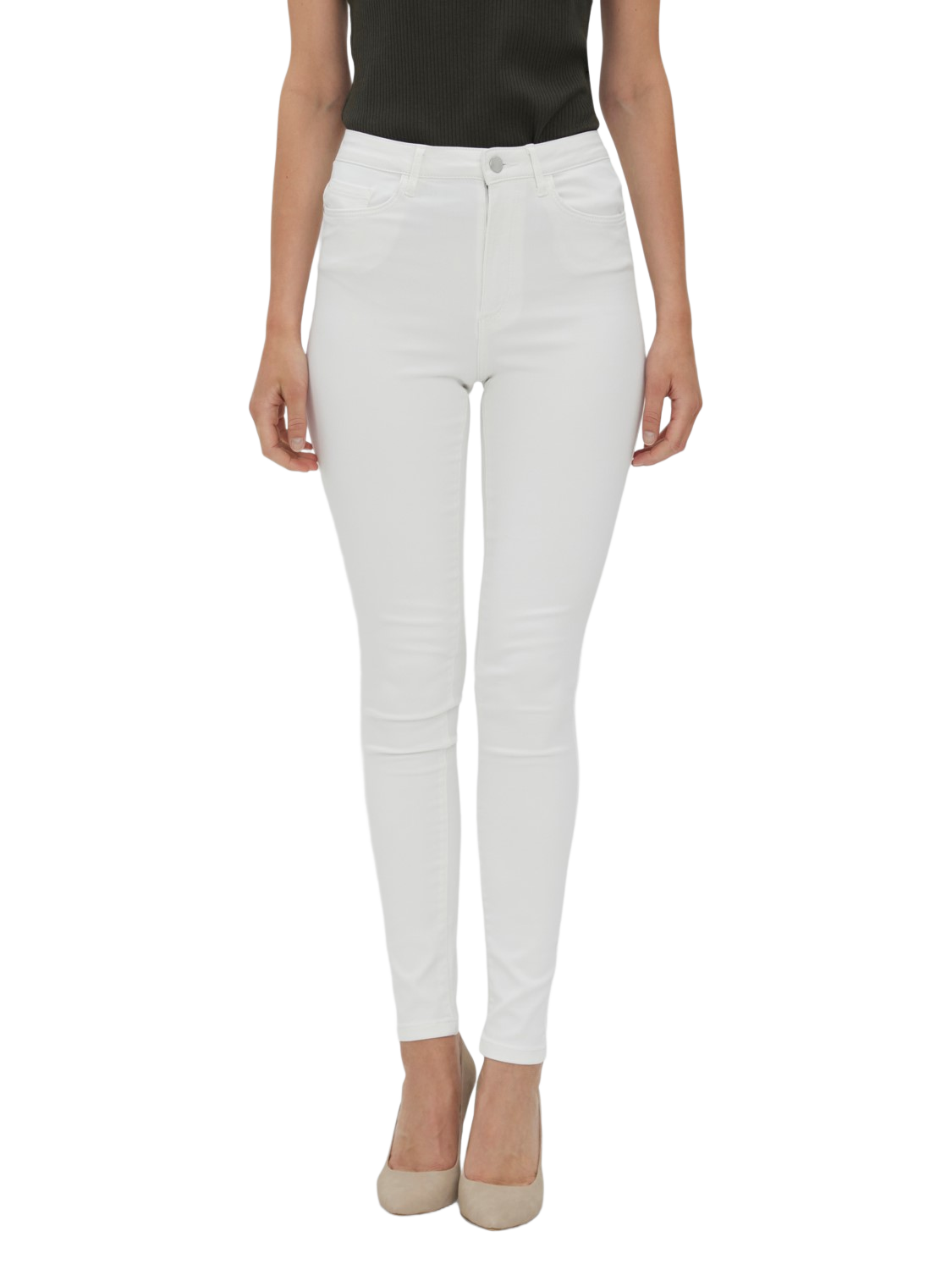 Vero Moda Damen Jeans VMSOPHIA VI403- Skinny Fit - Weiss - Bright White