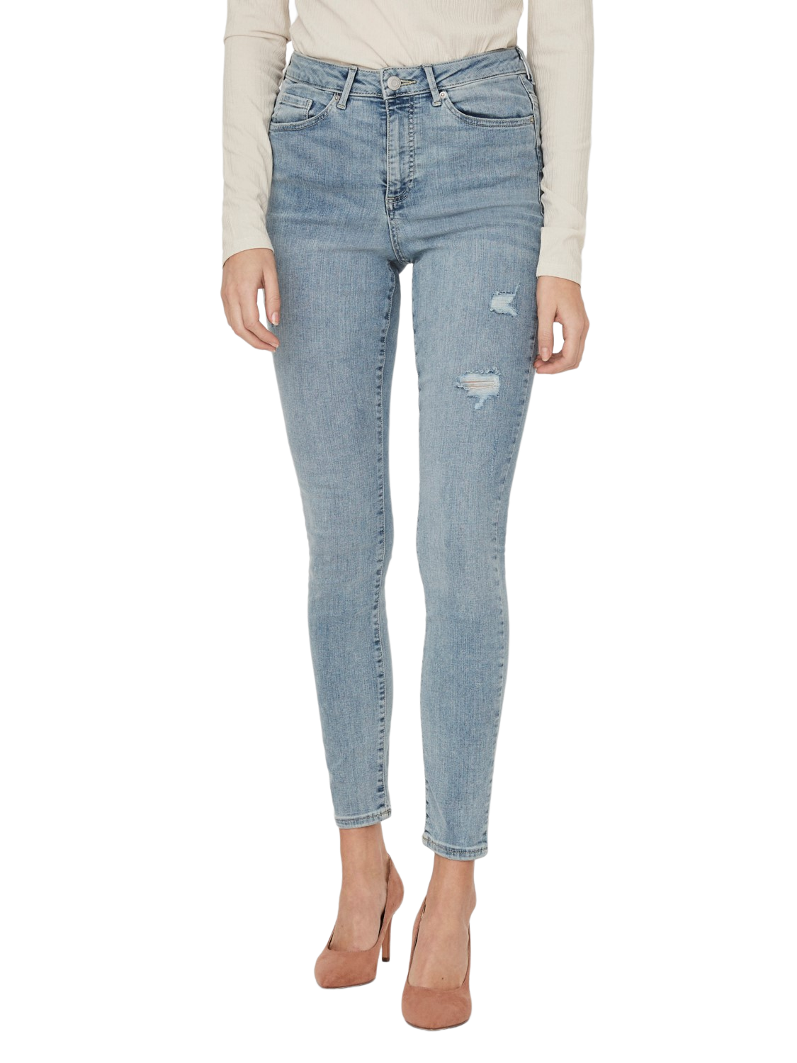 Vero Moda Damen Jeans VMSOPHIA AM314 - Skinny Fit - Blau - Light Blue Denim