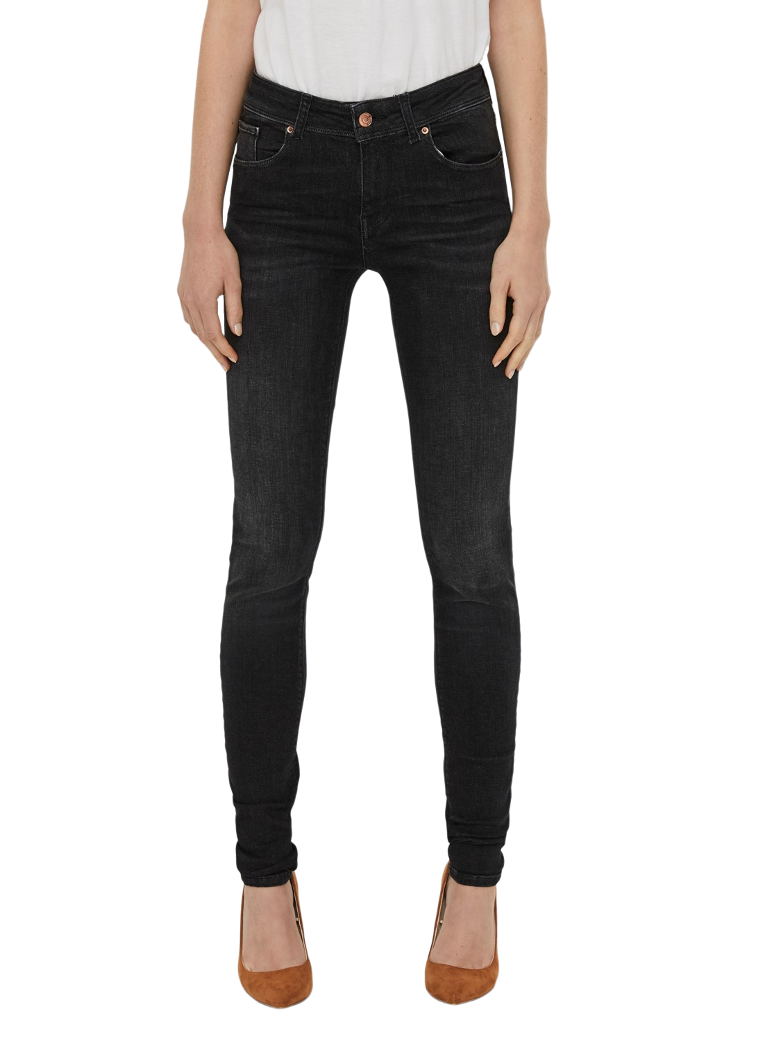 Vero Moda Damen Jeans VMLUX RI101 Slim Fit - Schwarz - Black Denim