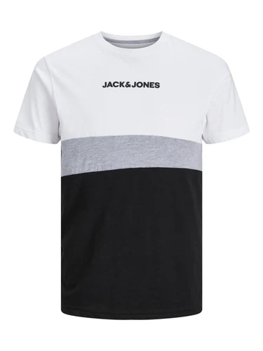 Jack & Jones Herren Rundhals T-Shirt JJEREID BLOCKING - Regular Fit