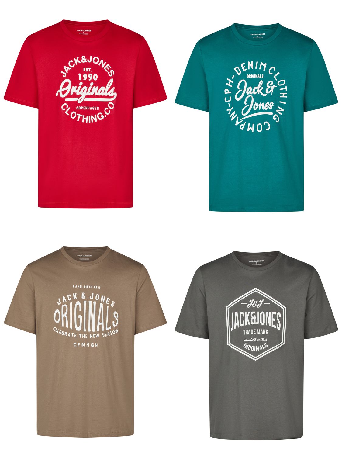 Jack & Jones Tshirt Herren Regular Fit JJLINO 4er Pack Set Pack