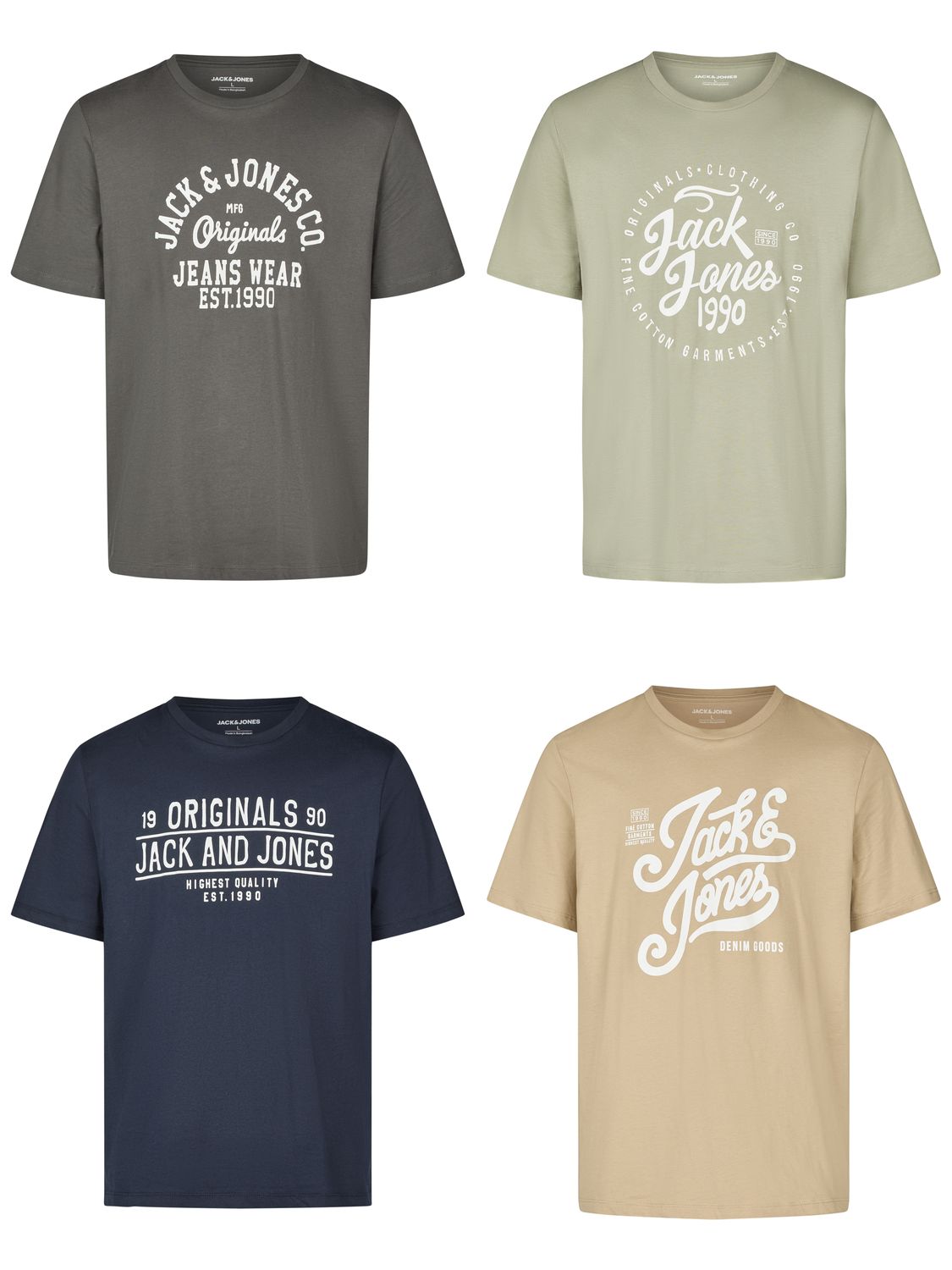 Jack & Jones Tshirt Herren Regular Fit JJLINO 4er Pack Set Pack günstig online kaufen