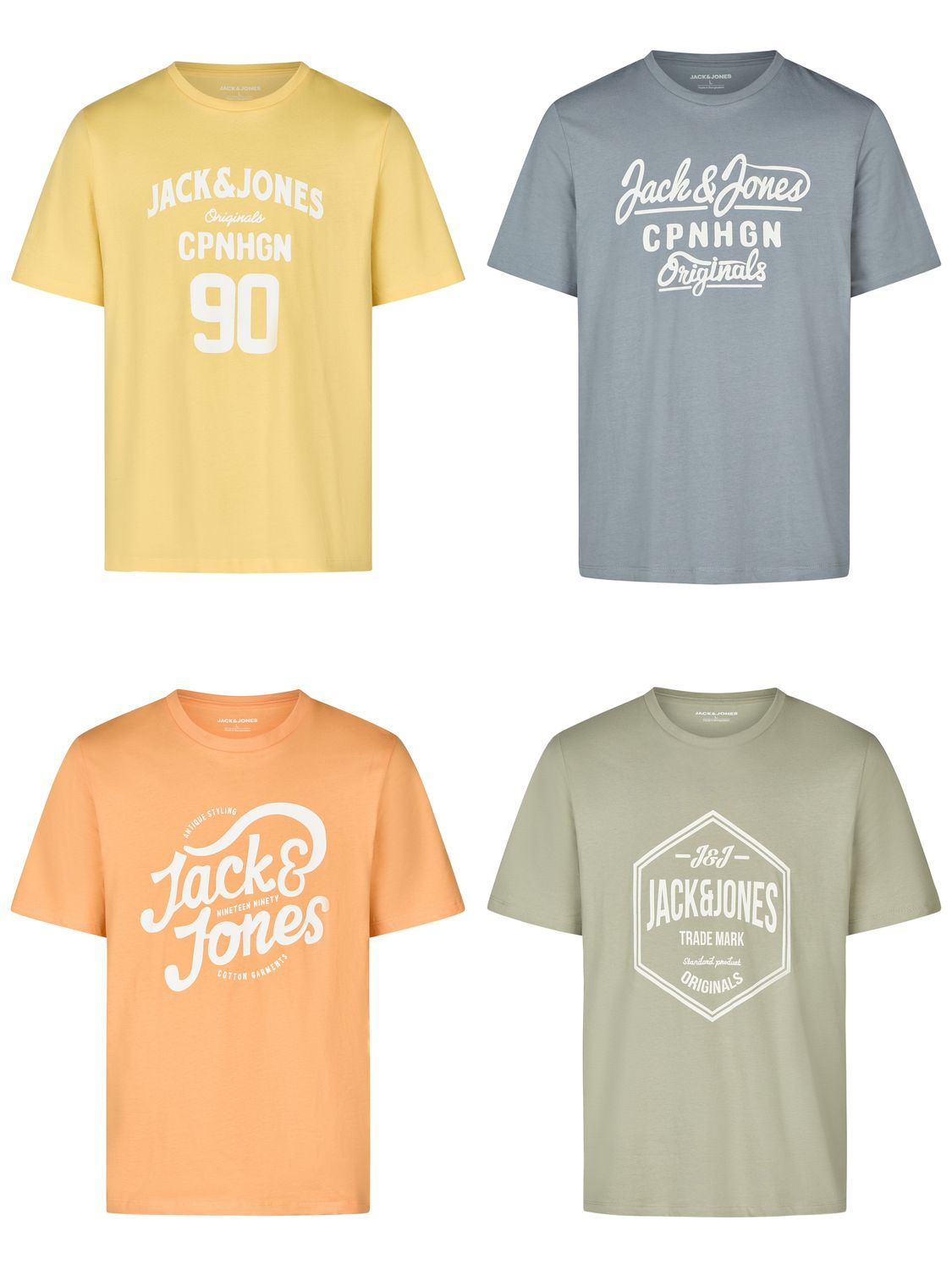 Jack & Jones Tshirt Herren Regular Fit JJLINO 4er Pack Set Pack