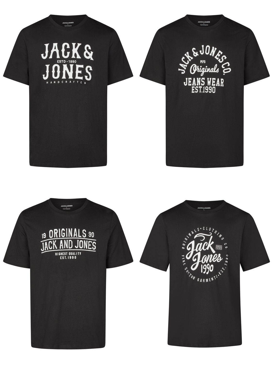 Jack & Jones Tshirt Herren Regular Fit JJLINO 4er Pack Set Pack