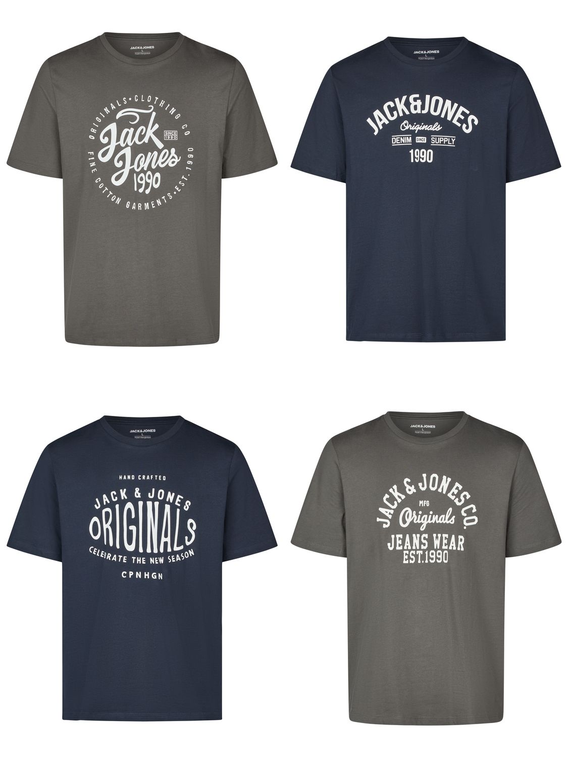 Jack & Jones Tshirt Herren Regular Fit JJLINO 4er Pack Set Pack