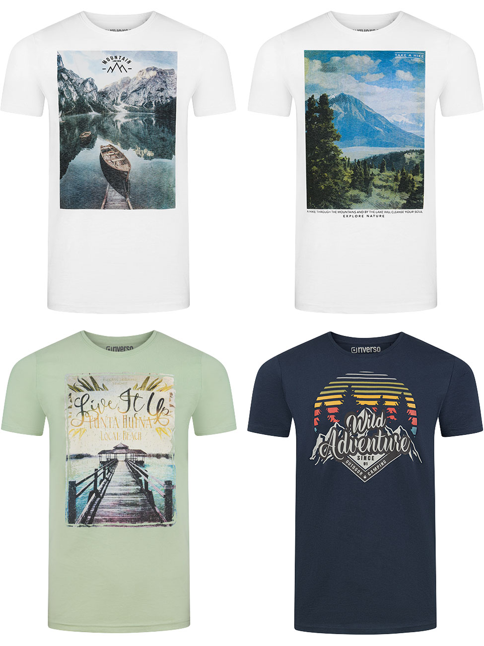 riverso Tshirt Herren Baumwolle Regular Fit RIVLukas 4er Pack Set günstig online kaufen