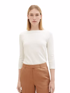 Tom Tailor Damen Langarmshirt BASIC SLUB - Regular FitWeiß