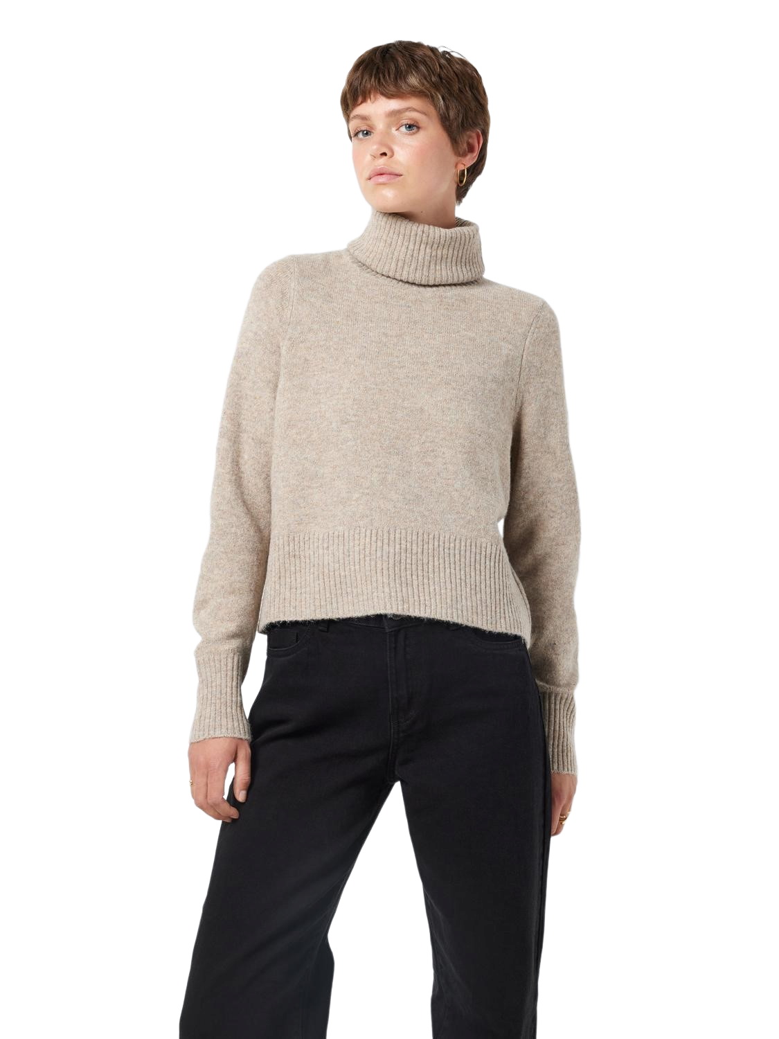 Noisy May Damen Pullover Rollkragen NMFRIVA - Relaxed Fit