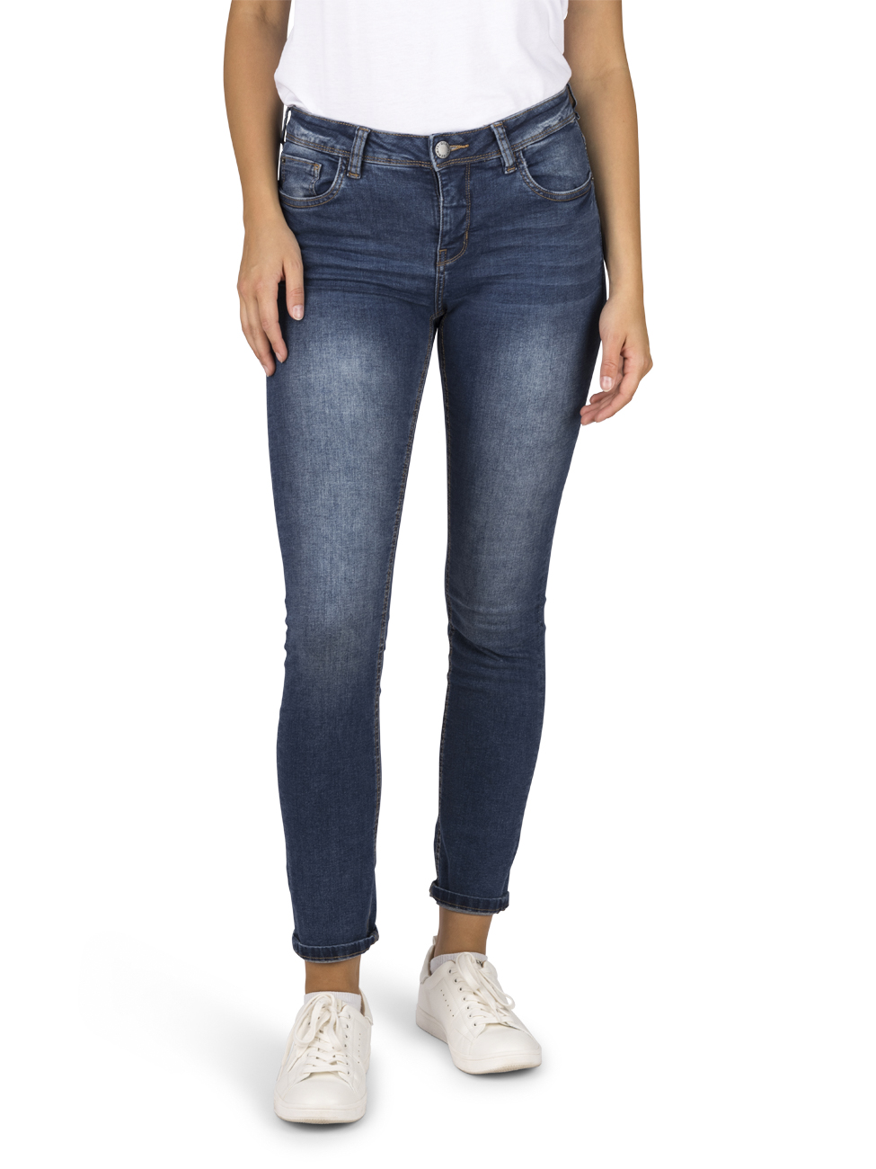 DENIMFY Jeans Damen lang Stretch Slim Fit Mid Waist DFElla