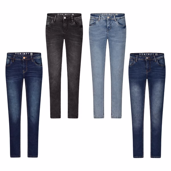 DENIMFY Jeans Damen lang Stretch Slim Fit Mid Waist DFElla DENIMFY Jeans Damen lang Stretch Slim Fit Mid Waist DFElla