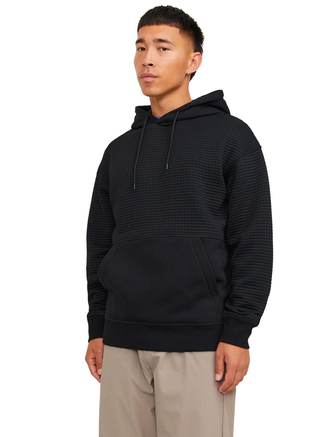 Jack & Jones Herren Hoodie Kapuzenpullover JCOBLACK STRUCTURE- Relaxed Fit