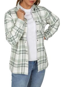 Flanellhemd Damen kariert Baumwolle warm dickes Material Hemdjacke Overshirt DFIsabella