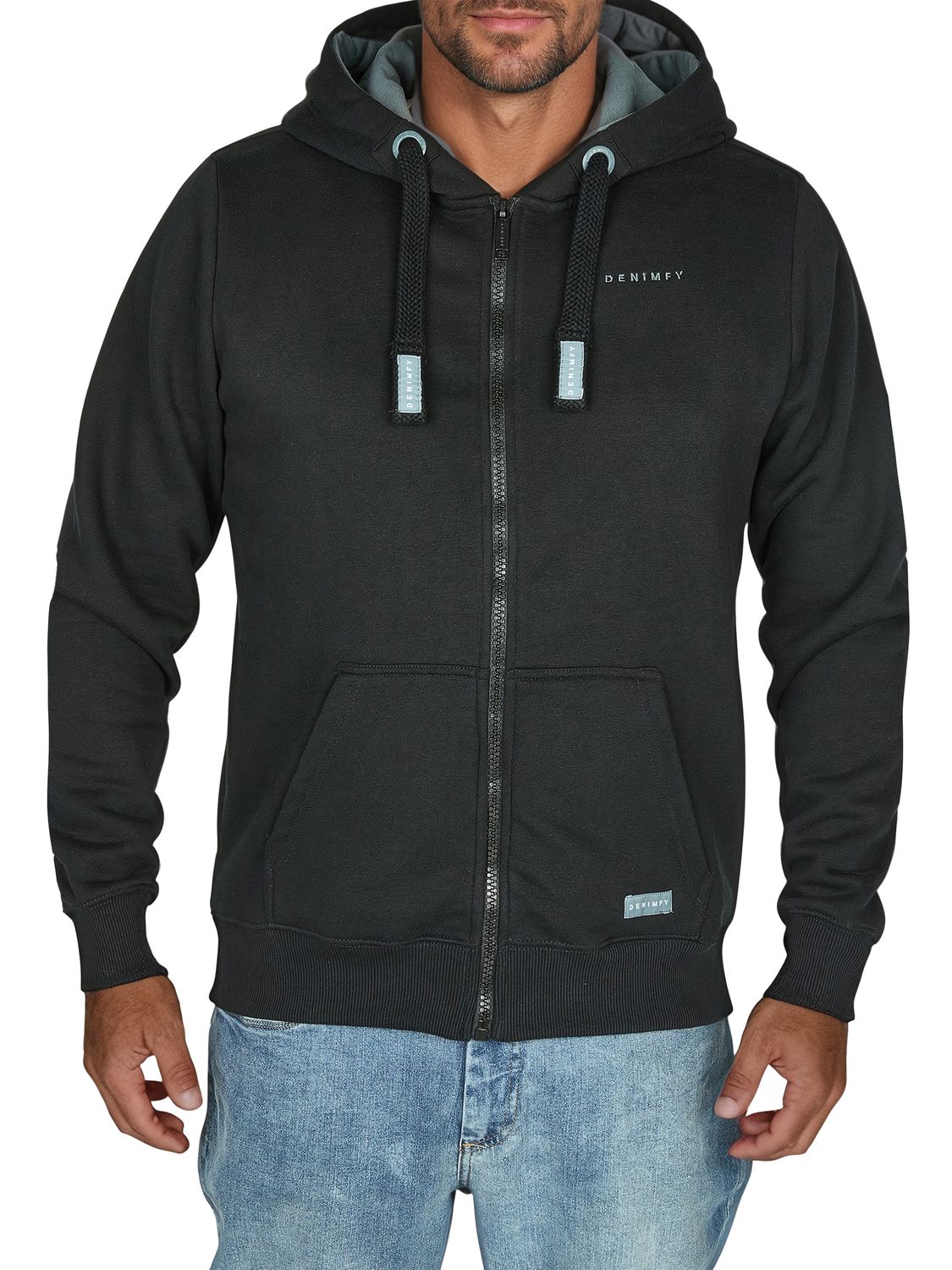 DENIMFY Sweatjacke Herren mit Kapuze Reißverschluss Regular Fit DFLeo