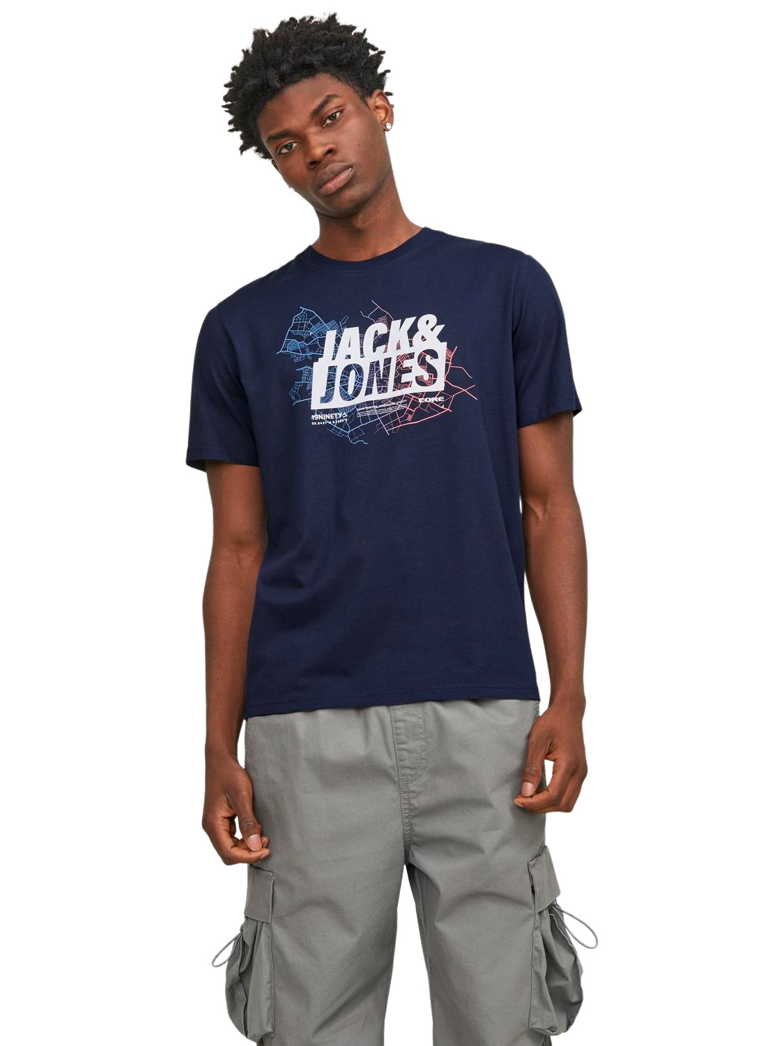 Jack & Jones Herren Rundhals T-Shirt JCOMAP LOGO - Regular Fit