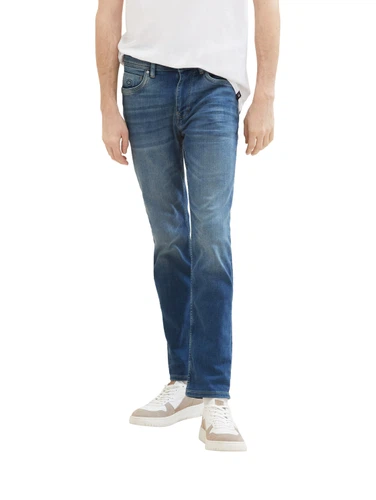 Tom Tailor Herren Jeans JOSH - Regular Slim Fit - Blau - Used Mid Stone Blue Denim
