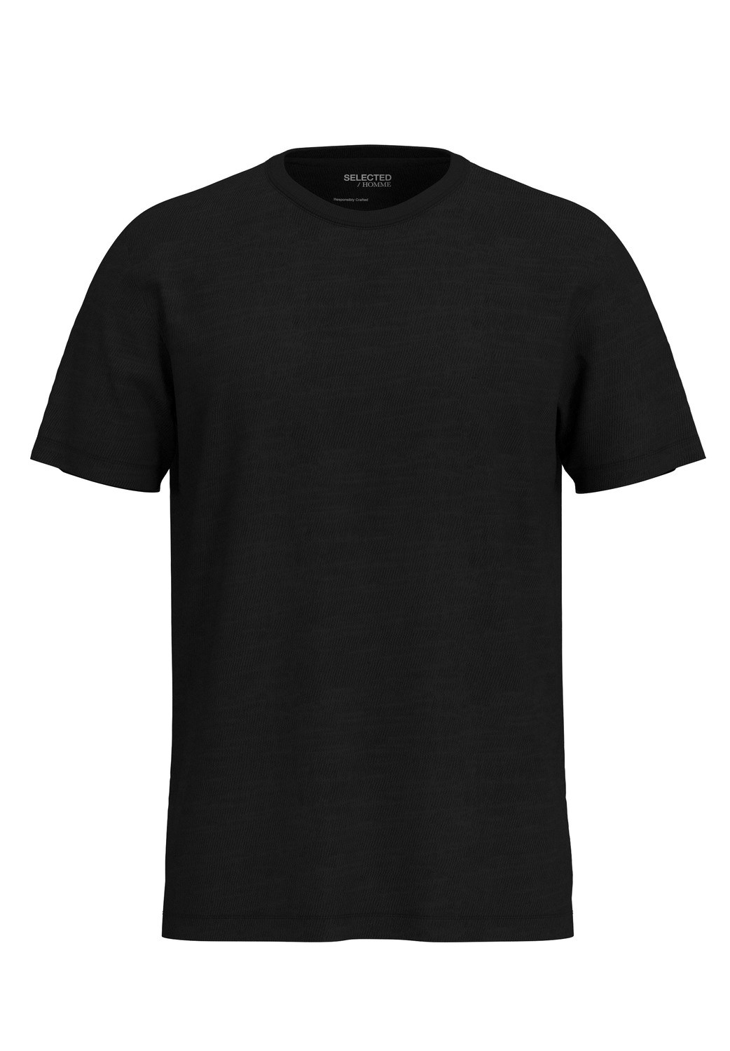 Selected Homme Herren Rundhals T-Shirt SLHASPEN SLUB - Regular Fit