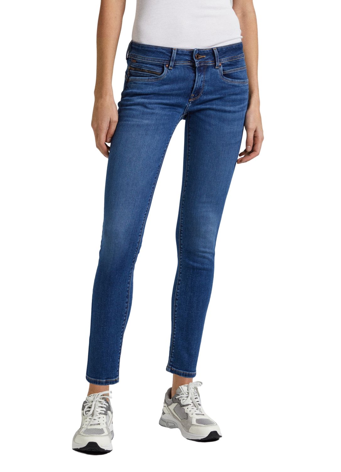 Pepe Jeans Damen Jeans SLIM JEANS LW - Slim Fit - Blau - Medium Used