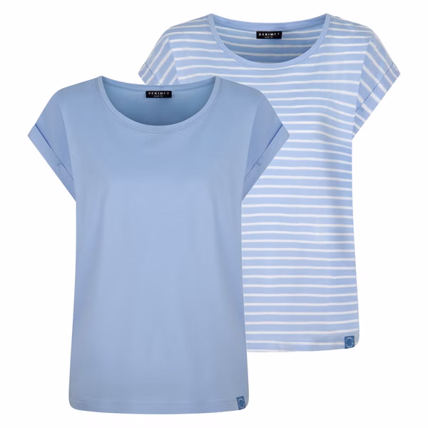 DENIMFY Tshirt Damen Baumwolle Regular Fit DFSophie 2er Pack Set DENIMFY Tshirt Damen Baumwolle Regular Fit DFSophie 2er Pack Set