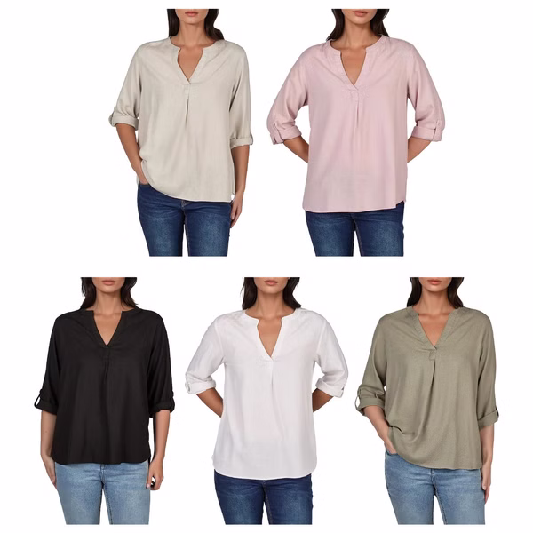 DENIMFY Leinenbluse Damen Sommer leicht Regular Fit DFSara DENIMFY Leinenbluse Damen Sommer leicht Regular Fit DFSara