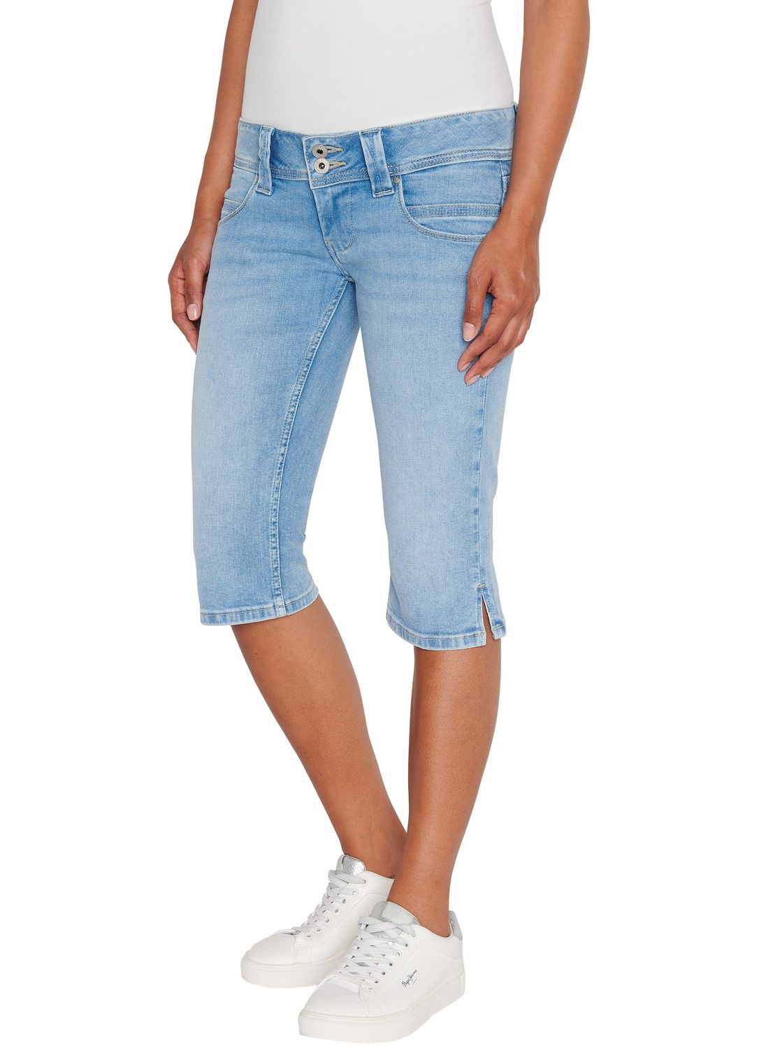 Pepe Jeans Damen Bermuda Short SLIM CROP LW - Slim Fit - Blau - Light Blue Denim