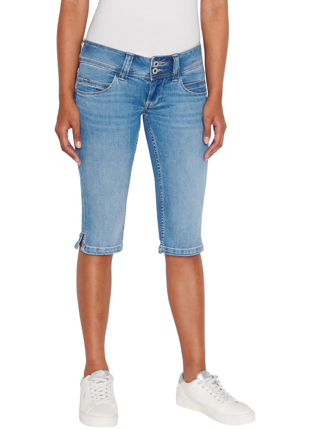 Pepe Jeans Damen Bermuda Short SLIM CROP LW - Slim Fit - Blau - Blue Denim