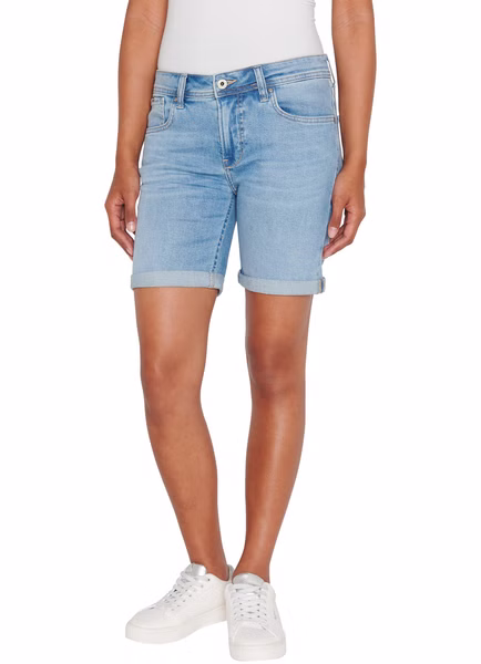 Pepe Jeans Damen Short SLIM SHORT MW - Slim Fit - Blau - Blue Denim Pepe Jeans Damen Short SLIM SHORT MW - Slim Fit - Blau - Blue Denim