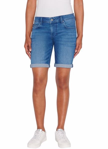 Pepe Jeans Damen Short SLIM SHORT MW - Slim Fit - Blau - Mid Blue Denim Pepe Jeans Damen Short SLIM SHORT MW - Slim Fit - Blau - Mid Blue Denim