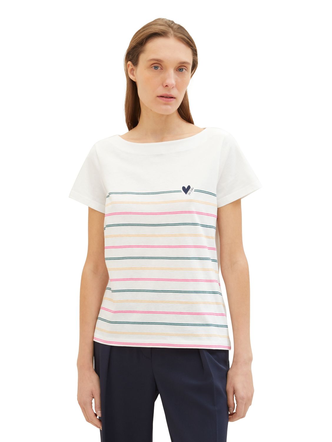 Tom Tailor Damen T-Shirt BOAT NECK STRIPE - Regular Fit