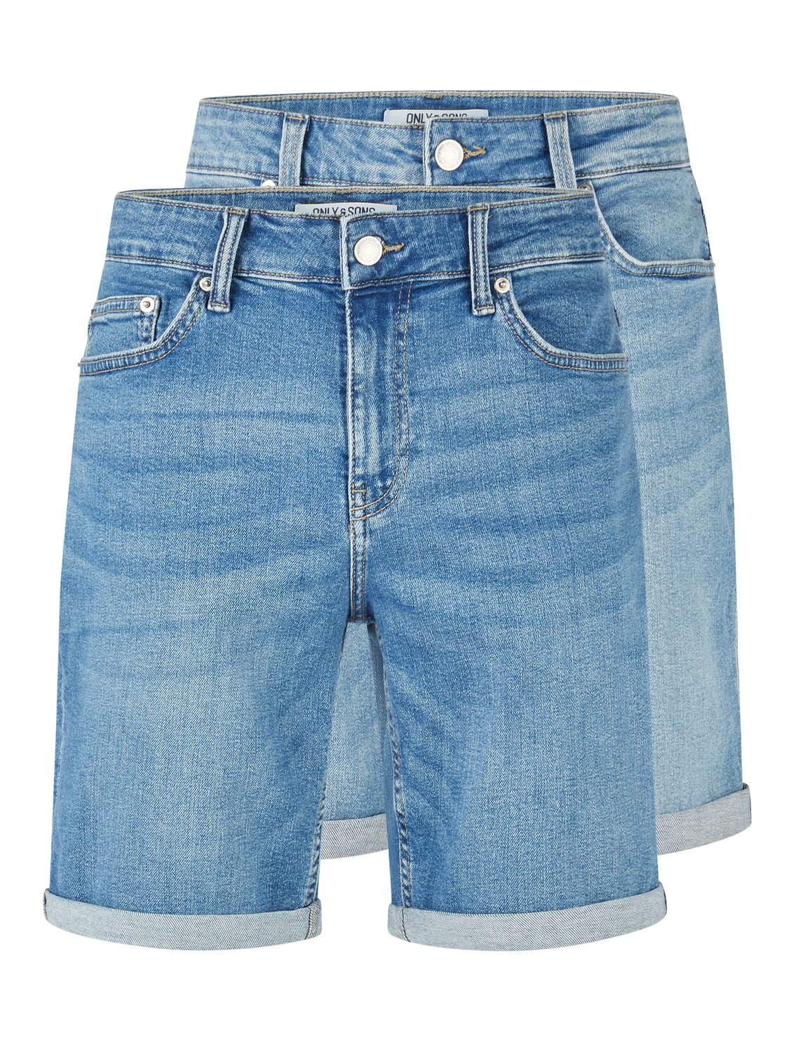 Only & Sons Jeans Shorts Herren ONSPLY Regular Fit 2er Pack