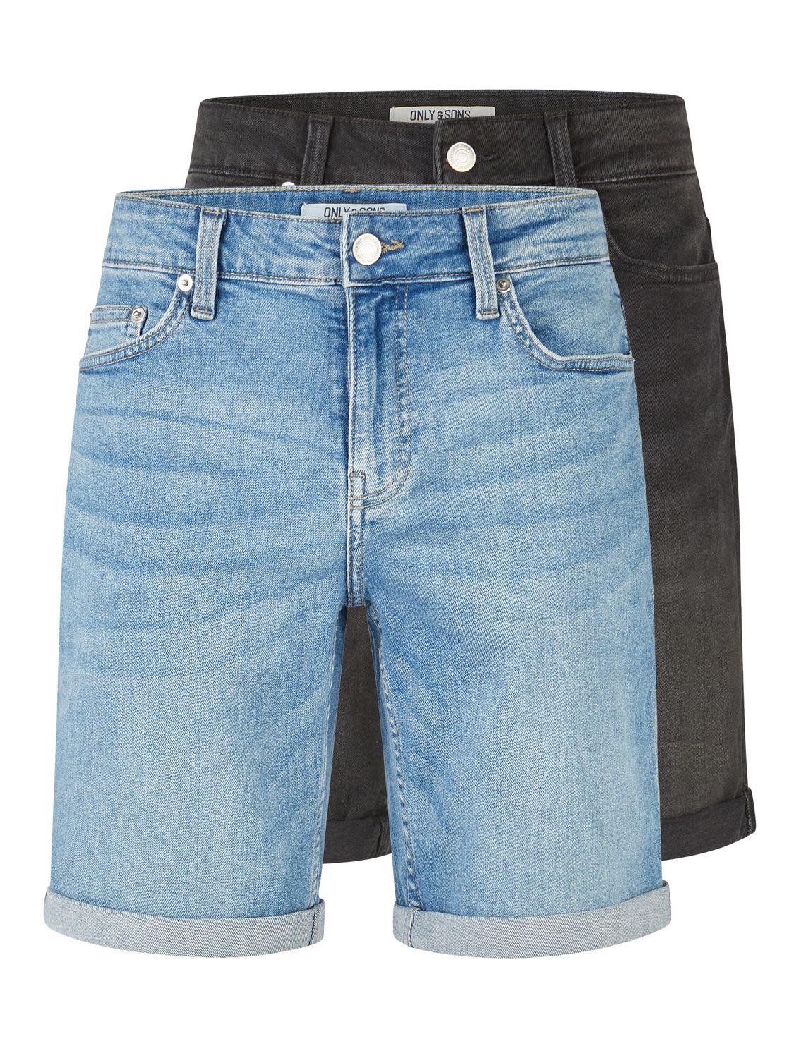 Only & Sons Jeans Shorts Herren ONSPLY Regular Fit 2er Pack