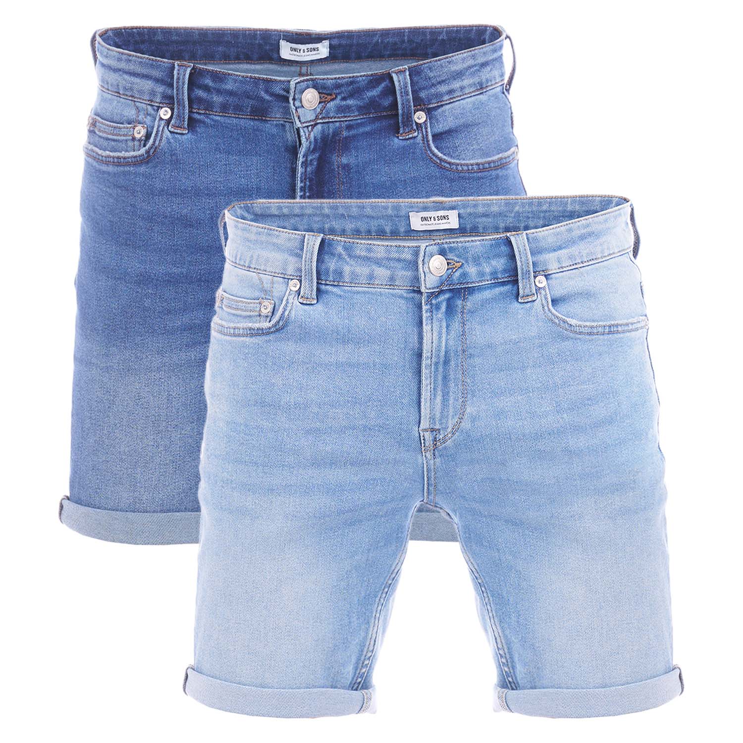 Only & Sons Jeans Shorts Herren ONSPLY Regular Fit 2er Pack