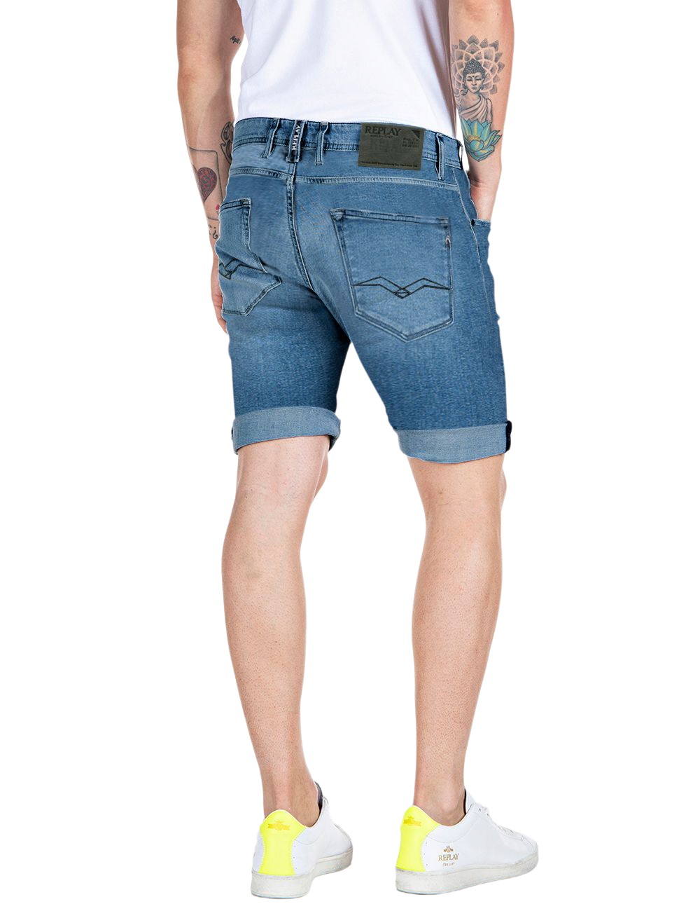 Replay Herren Short RBJ901 - Regular Fit - Blau - Medium Blue Denim günstig online kaufen