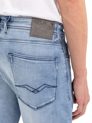 Replay Herren Short RBJ901 - Regular Fit - Blau - Light Blue Denim