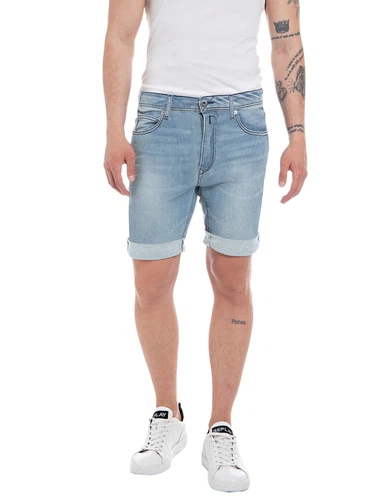 Replay Herren Short RBJ901 - Regular Fit - Blau - Light Blue Denim