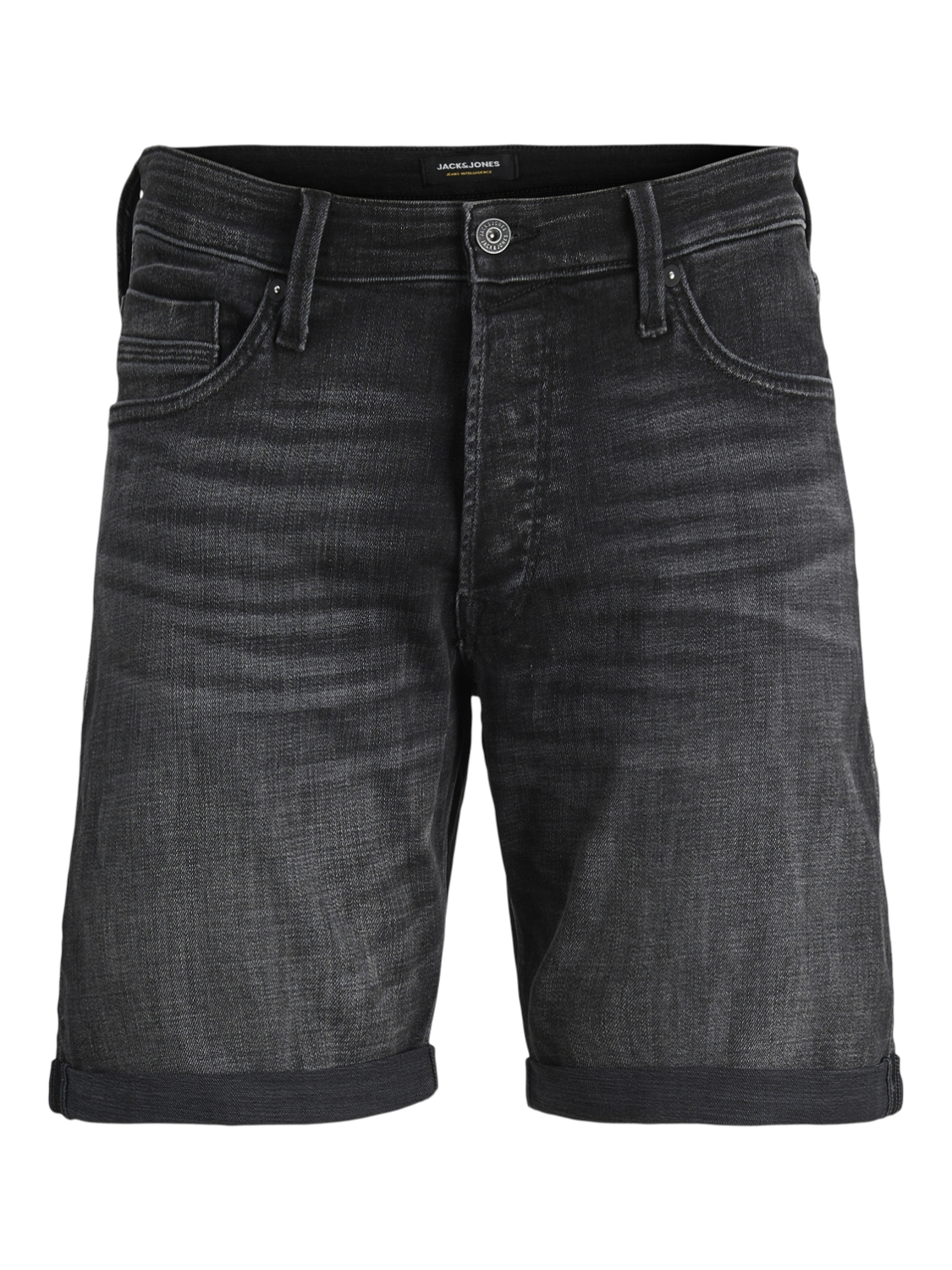 Jack & Jones Herren Jeans Short JJICHRIS JJWOOD GE 815- Relaxed Fit - Schwarz - Black Denim