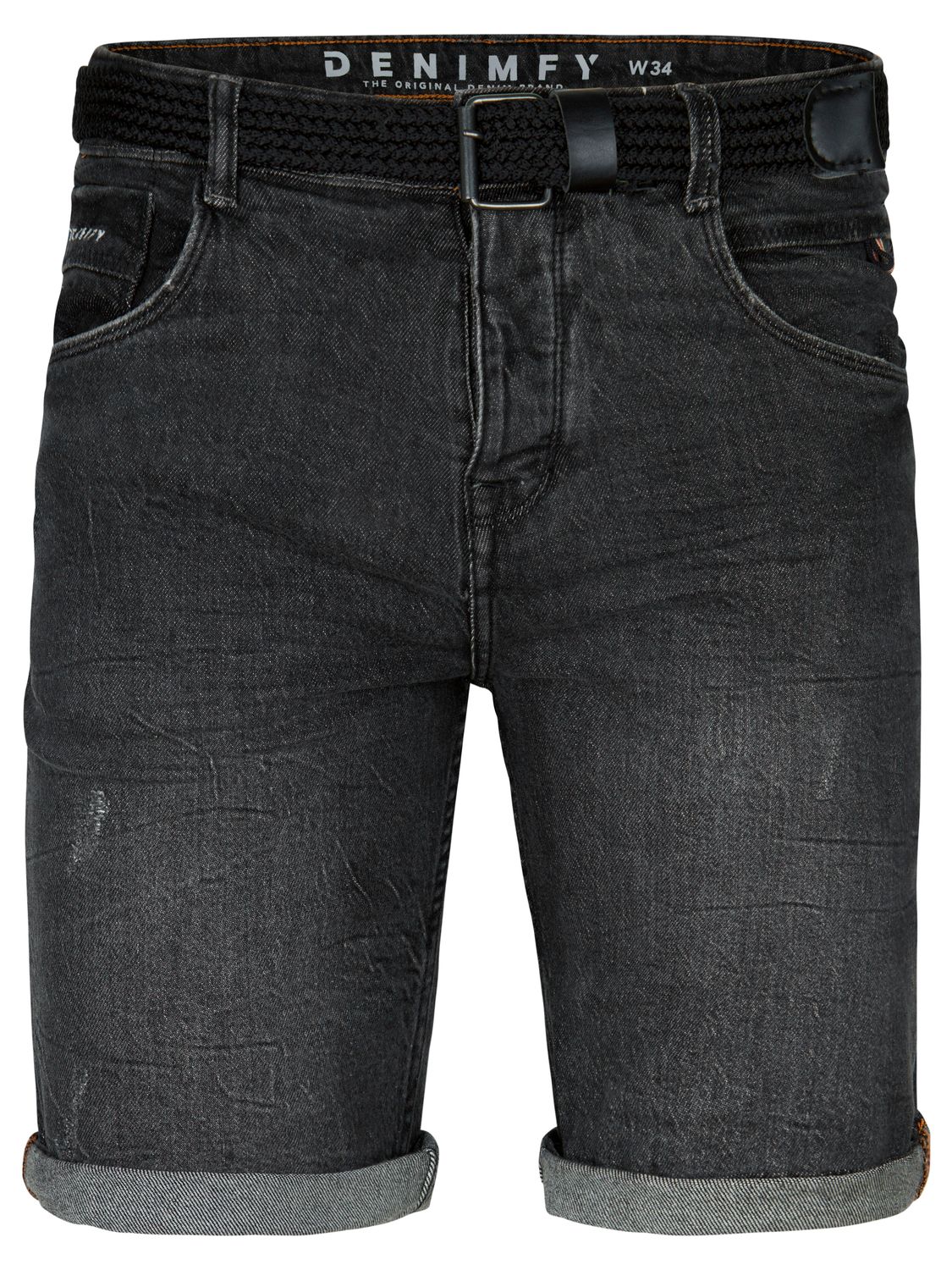 DENIMFY Jeans Shorts Herren mit Gürtel Stretch Kurz Regular Fit DFBo