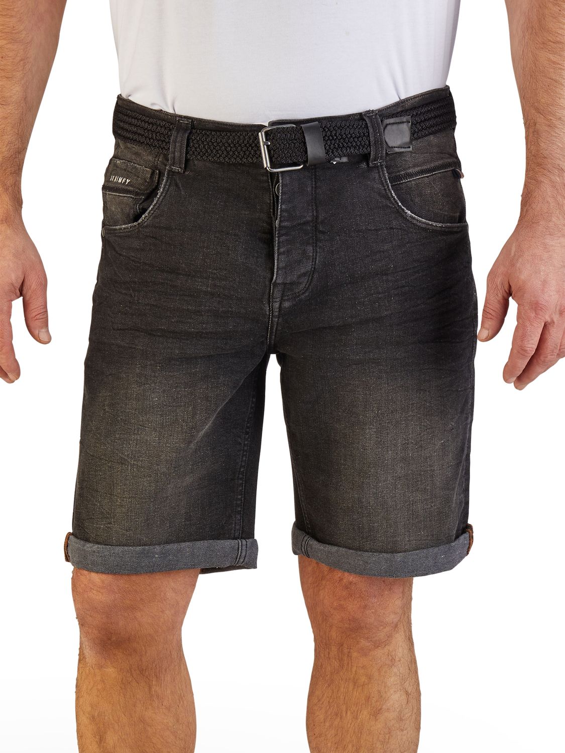 DENIMFY Jeans Shorts Herren mit Gürtel Stretch Kurz Regular Fit DFBo