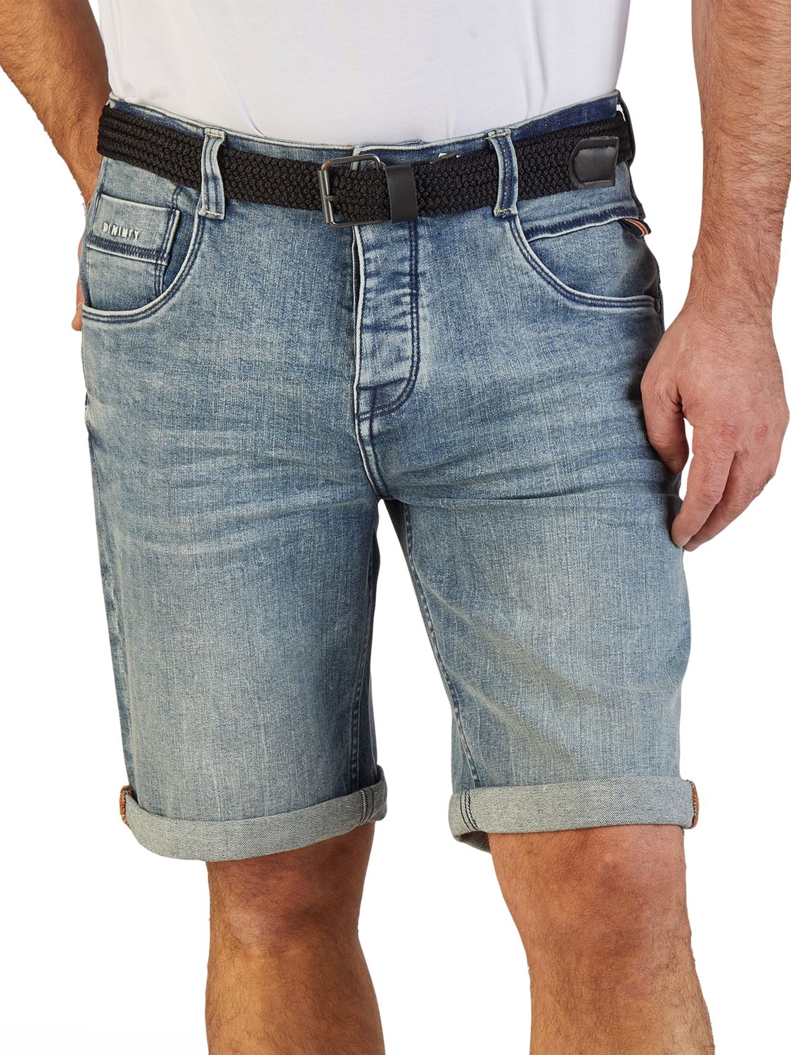 DENIMFY Jeans Shorts Herren mit Gürtel Stretch Kurz Regular Fit DFBo