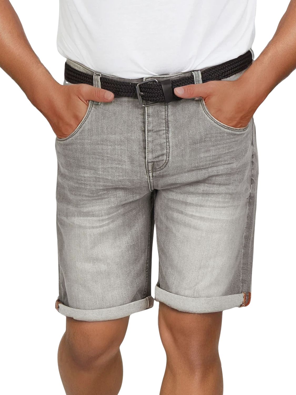DENIMFY Jeans Shorts Herren mit Gürtel Stretch Kurz Regular Fit DFBo