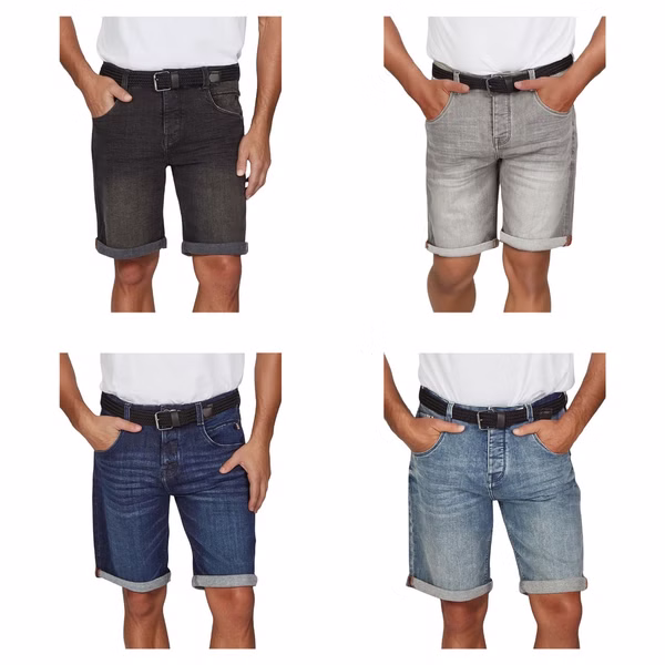 DENIMFY Jeans Shorts Herren mit Gürtel Stretch Kurz Regular Fit DFBo DENIMFY Jeans Shorts Herren mit Gürtel Stretch Kurz Regular Fit DFBo