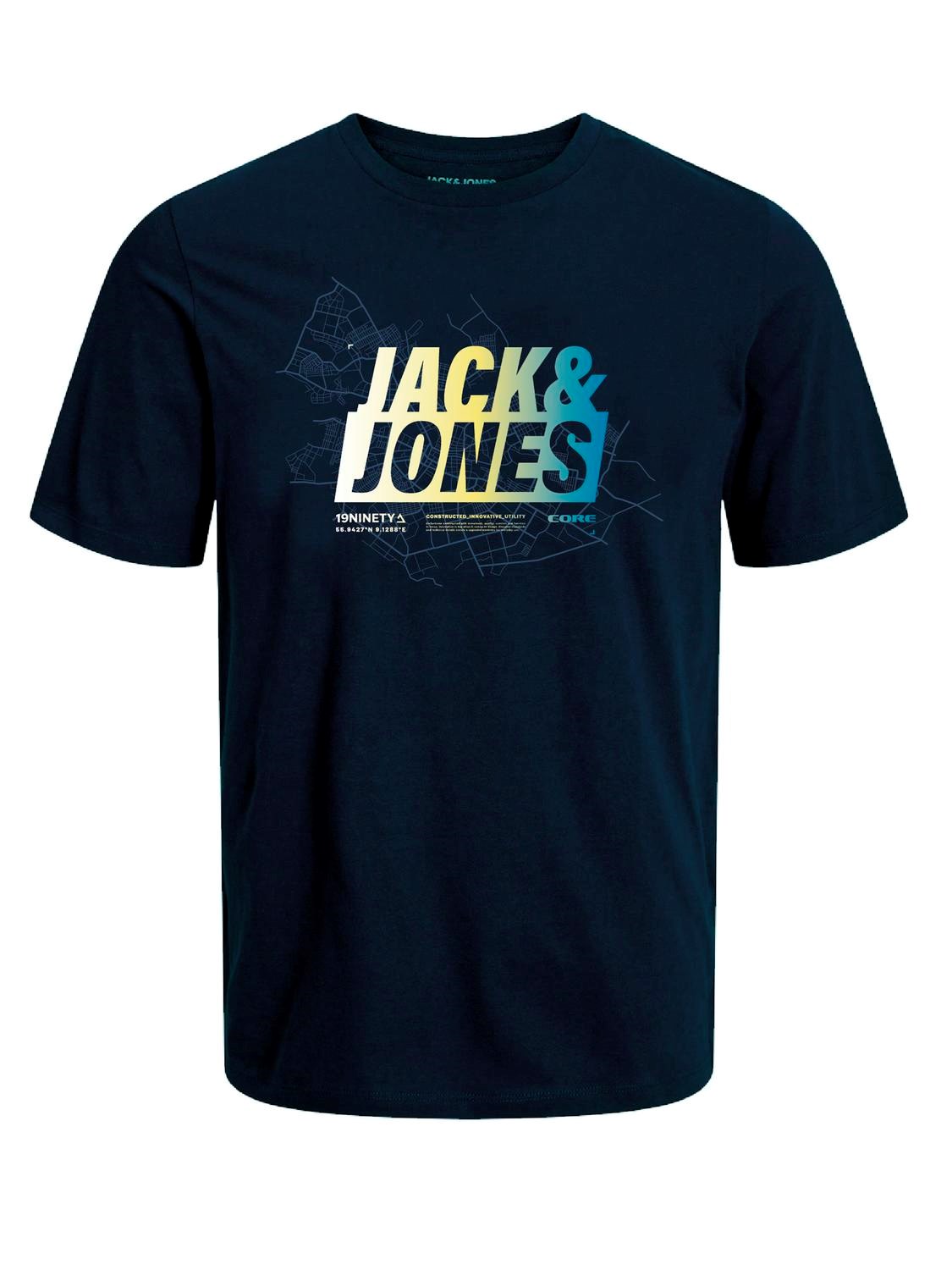 Jack & Jones Herren Rundhals T-Shirt JCOMAP SUMMER LOGO - Regular Fit