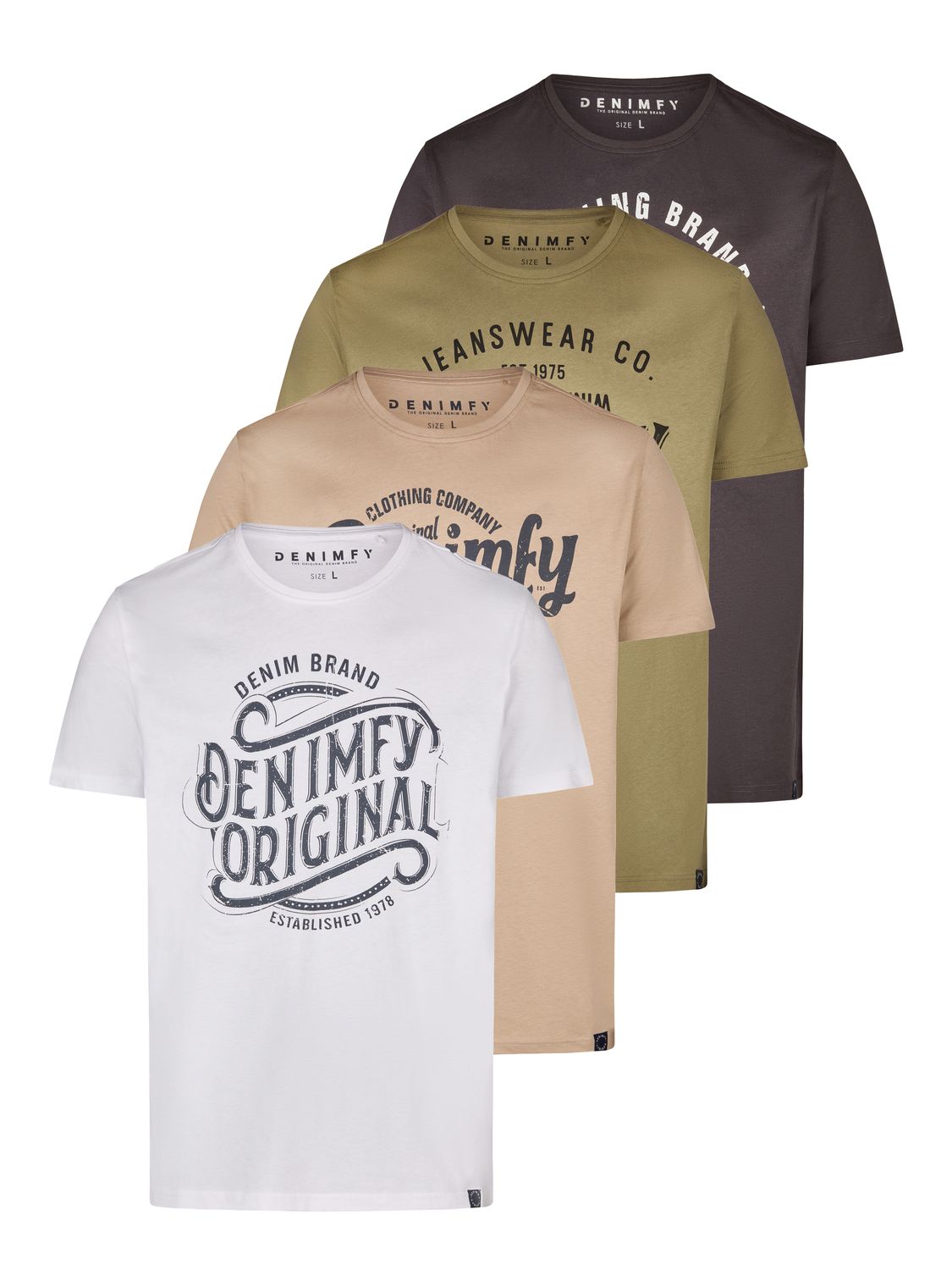 DENIMFY Tshirt Herren Baumwolle Regular Fit DFNuri 4er Pack Set günstig online kaufen
